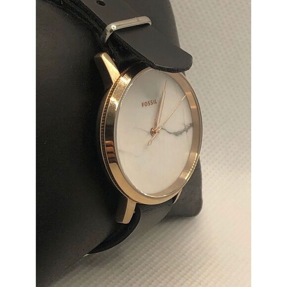 Fossil ES4404 Women's Black Leather Analog White Dial Quartz Wrist Watch KS311 - Picture 3 of 9